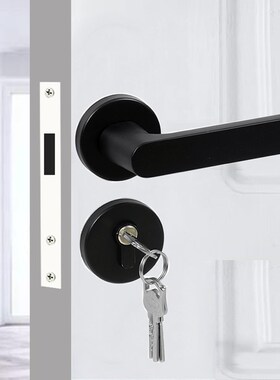 黑色房间室内卧室通用型实木门静音门锁家用磁吸门把手锁具