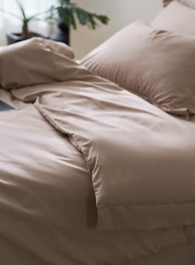 东帝兴绫罗缎天丝棉磨毛四件套纯色镂空宽边轻奢被套床品白紫灰色