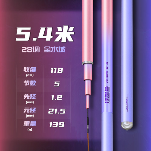 2023年新款猛男粉综合竿28调性碳素鲤鱼台钓竿休闲野钓鱼竿