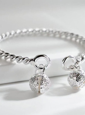 抖音同款铃铛手镯一步一响手镯扭线双宫叮当镯古风个性设计闺蜜