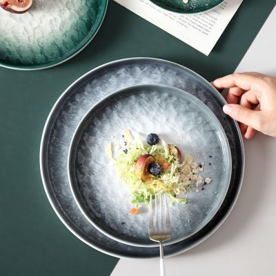 北欧西餐牛排盘圆盘沙拉甜品盘家用简约托盘陶瓷菜盘碟子牛扒餐具
