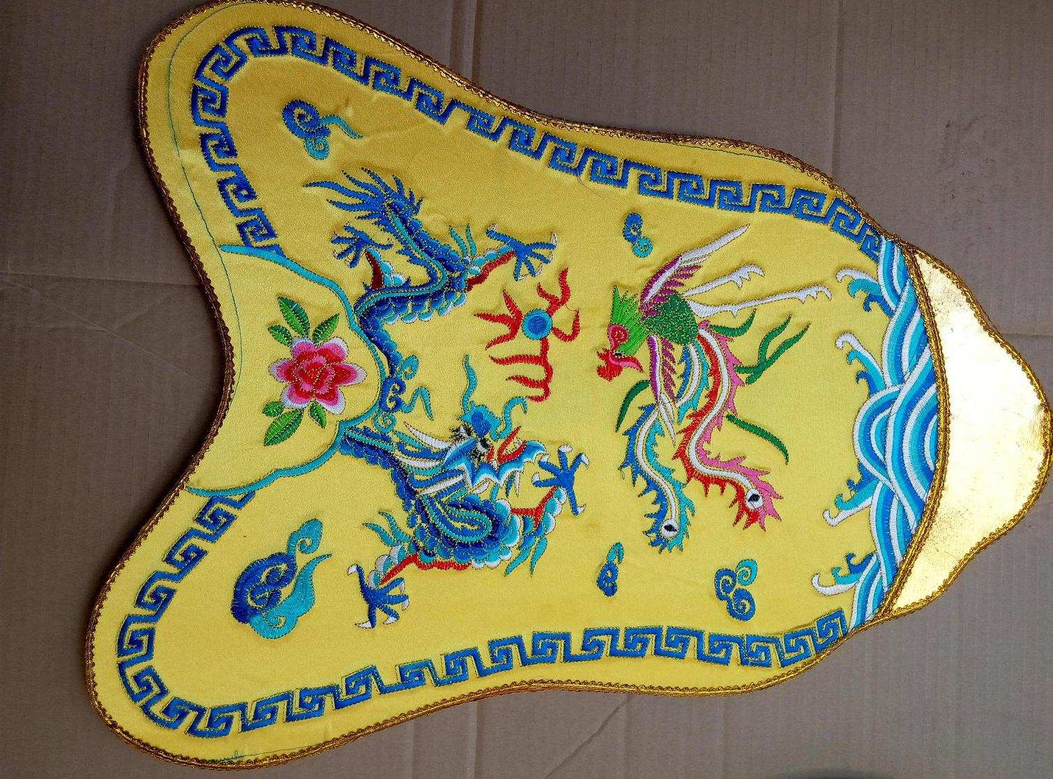 戏剧戏曲道具 皇帝驾临仪仗 日月掌扇 绣龙绣凤扇一对 长扇