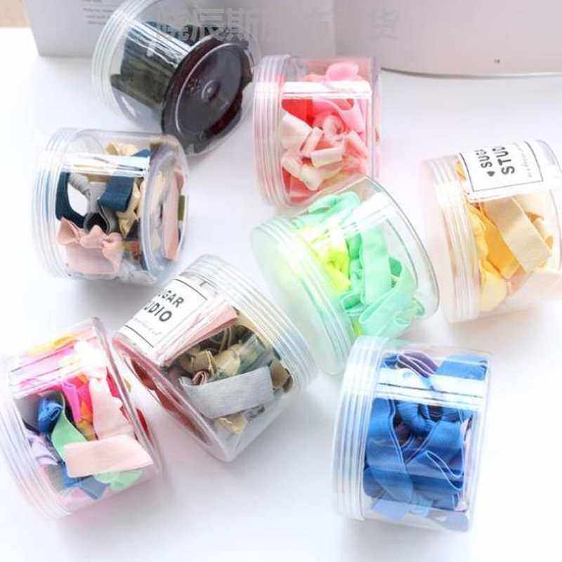 新款打结发绳花色发圈绳结套装无款b款款款纯色头绳漂亮皮盒无色