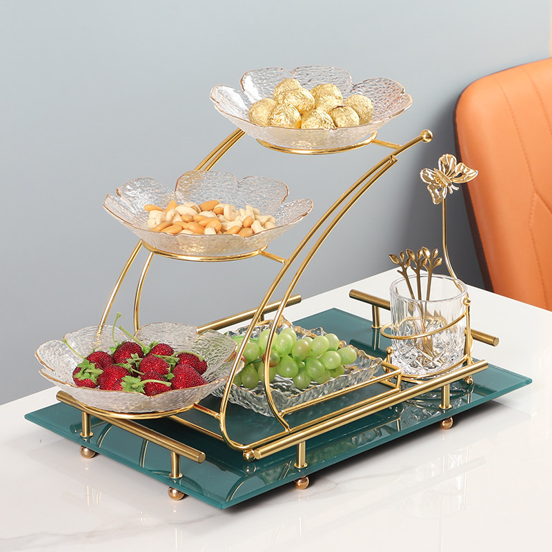 创意水果盘家用客厅茶几果盘干果盘零食盘茶点盘精致玻璃简约现代