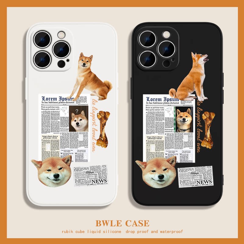 柴犬报纸苹果13手机保护壳iphone11promax适用12新款x男xsmax女xr潮牌8plus矽胶软7p创意个性6趣味mini镜头全