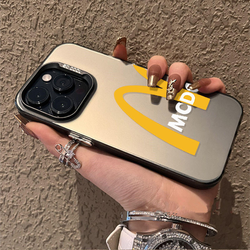 简约M记适用苹果15手机壳iphone14promax男女13pro磨砂彩银防摔新款12创意小众xr全包xsmax高级保护套