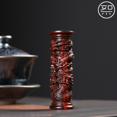 印度小叶紫檀盘龙柱手把件