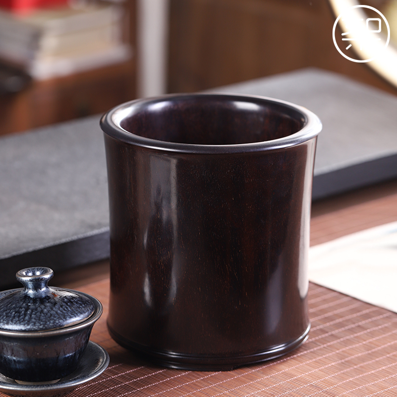 絮旧印度小叶紫檀笔筒文房器具摆件书房收纳大口径檀香紫檀红木质