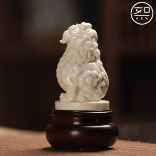 絮旧望天吼貔貅香炉鹿角加印度小叶紫檀底座手工雕刻招财盘香点香