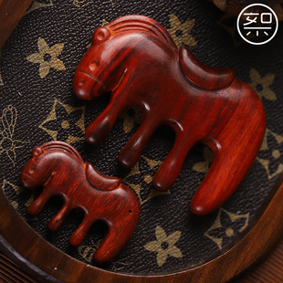絮旧印度小叶紫檀生肖2026马年梳子檀香紫檀红木手工雕刻盘玩送礼