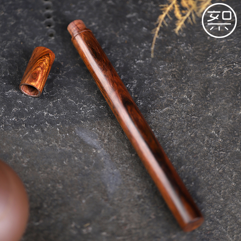 絮旧海南黄花梨素面便携线香筒降香黄檀品香罐子紫油梨老料素面款