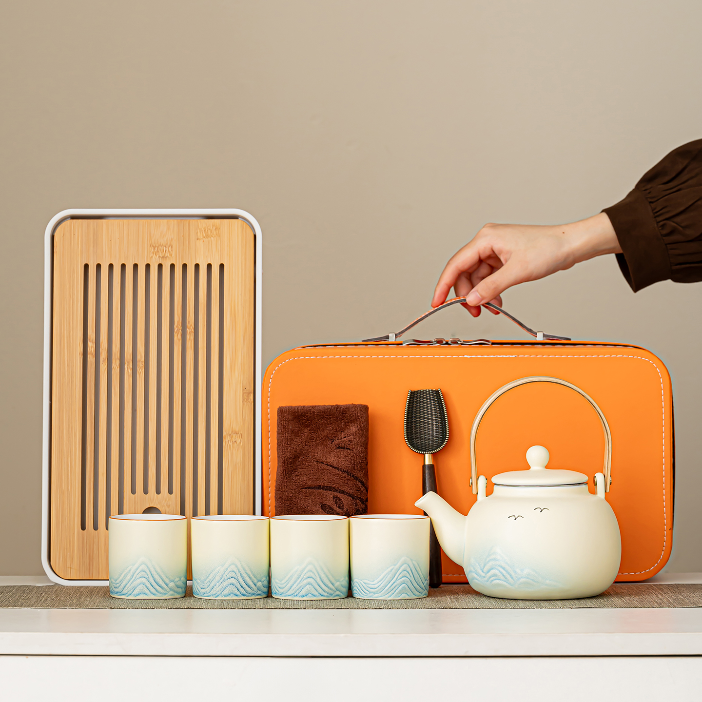 提梁壶一壶四杯旅行茶具套装