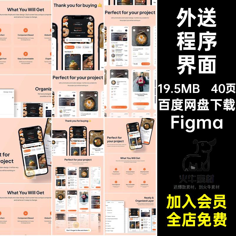 送餐服务APP UI程序页模板餐饮美食40页外卖外送FigmaFigmaFigma