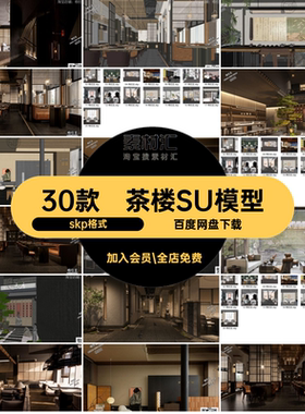 会所茶楼酒店餐饮包间私人娱乐大厅SketchUp禅意空间工装SU模型
