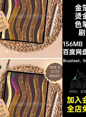 金箔烫金笔刷合集Brushset Swatches插Procreate金色厚金属ipad