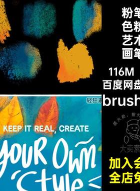 ipad绘画插画粉笔色粉油画棒粉彩效果艺术画笔Procreate笔刷素材