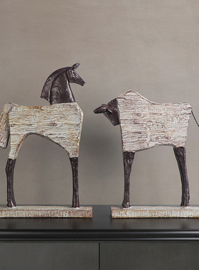 美式复古创意客厅玄关装饰马摆件样板间家用酒柜电视柜茶室乔迁礼