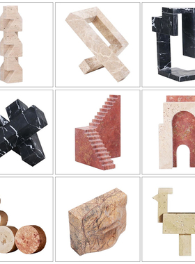 北欧简约现代创意几何艺术摆件家居样板间售楼处客厅玄关桌面摆设