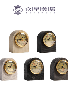 简约现代创意几何纹钟表摆件样板间办公室书房卧室客厅桌面装饰品