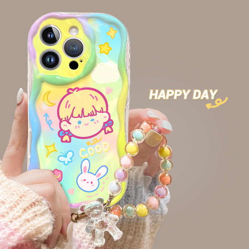 opporeno10手机壳reno9/8pro新款reno7pro可爱卡通Reno6/5/4手链欧珀r17透明硅胶r15奶油纹OPPO女生软套G6014