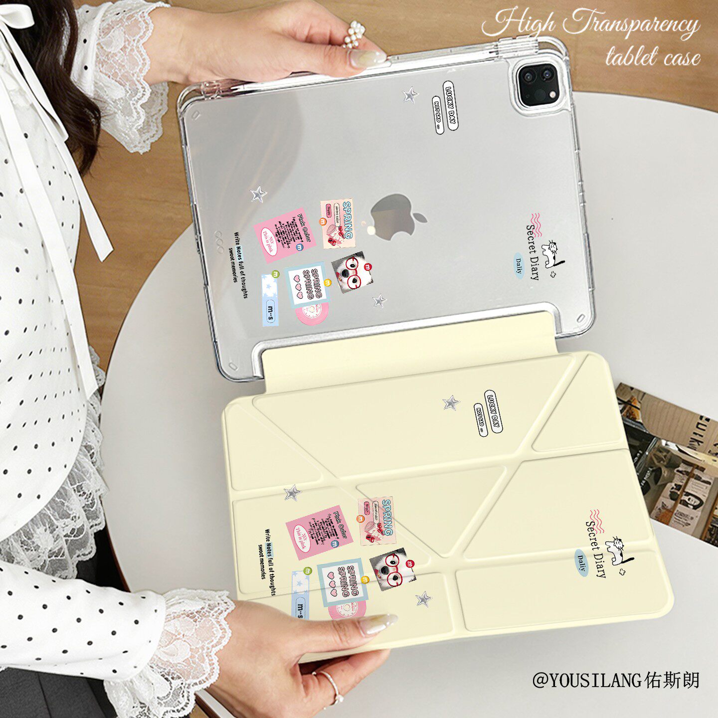 Y型三折适用于ipad平板保护套2025新款air8创意便签10.9英寸苹果mini7亚克力10.2防摔pro13全包2022笔槽外壳