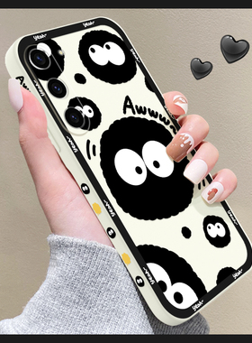 创意黑色煤球适用三星s23手机壳s22/23ultra可爱s21/s20+液态硅胶PLUS超薄防摔s21fe新款全包镜头Galaxy女套