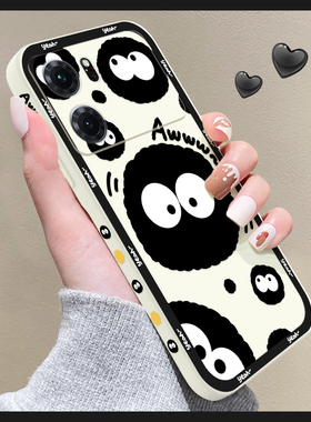 创意黑色煤球oppok10手机壳k10pro可爱K9液态硅胶K9S超薄防摔k7新款全包镜头欧珀k7x网红女k5简约K10PRO外套