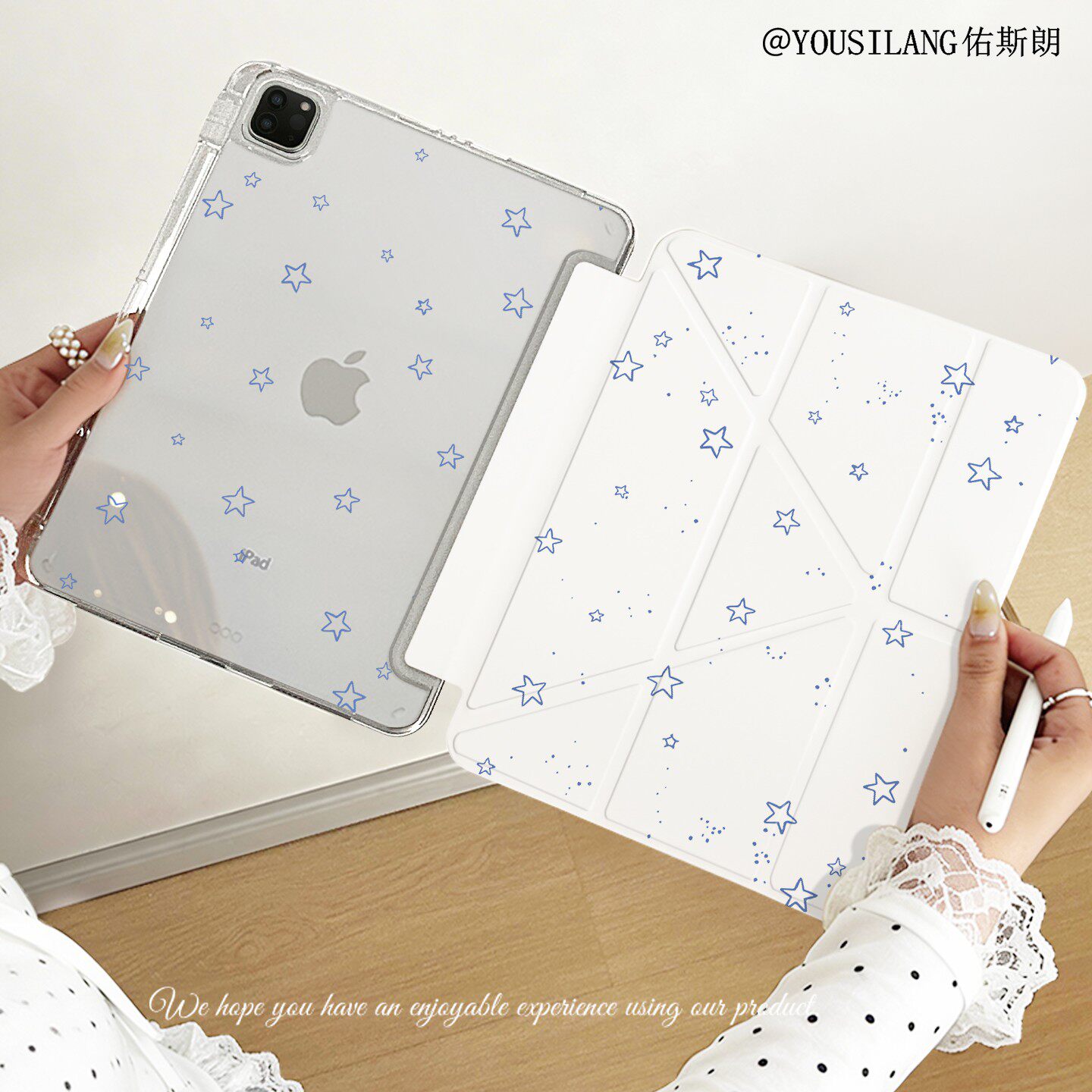 适用于ipad11保护壳3+Y折2025新款带笔槽10.9寸亚克力苹果air8平板套mini7满屏星星pro11全包2018防摔13九代