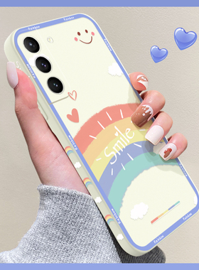 适用三星s21手机壳s21+液态硅胶s21ultla网红新款s21fe彩虹Samsung小众高级感Galaxy简约ins风少女S21p保护套