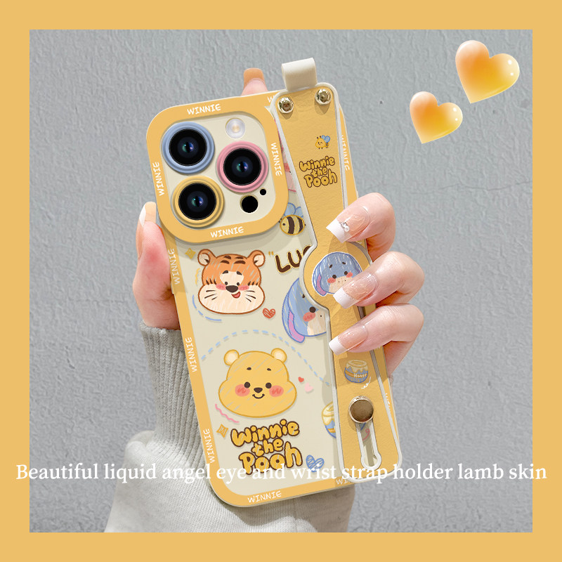 网红小熊适用苹果14手机壳新款iPhone15promax高级感13pro支架12mini全包11p防摔女7p/8p液态硅胶xs/xr保护套