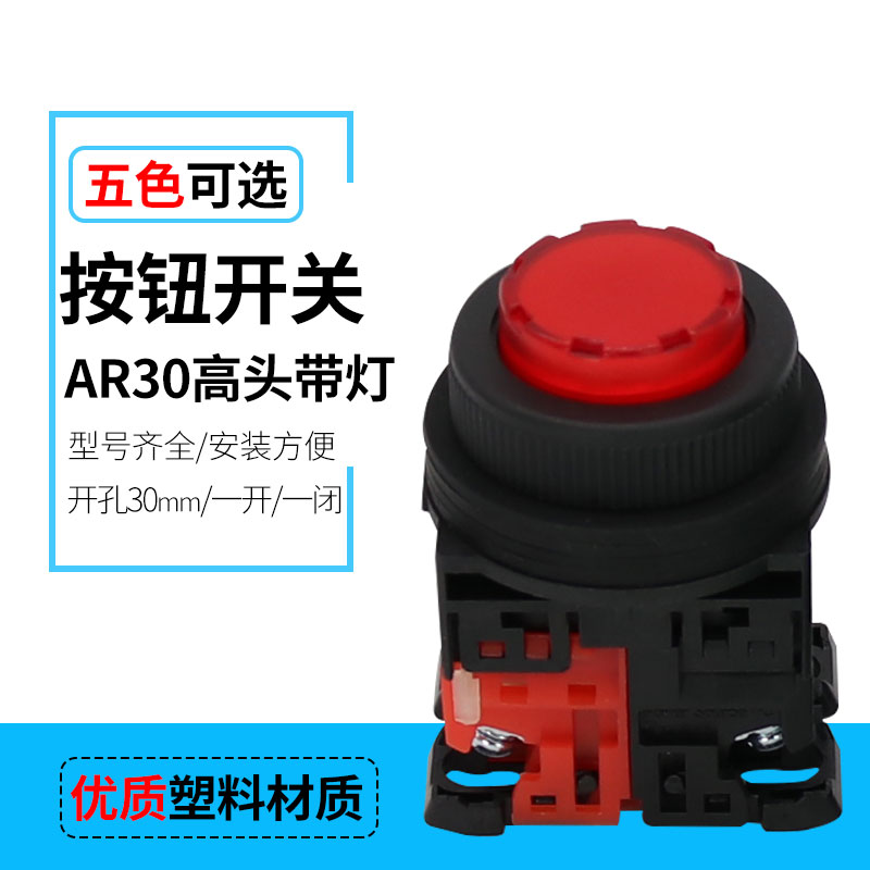 AR30E5L-01R/10G高头带灯自锁按钮开关凸头带锁红绿E3 M3