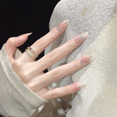 手工穿戴甲精致手绘蝴蝶堆钻美甲贴2026新款 高级感中长款 心蝶落笺