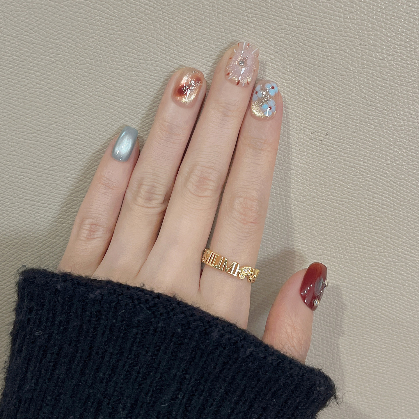 手工穿戴甲短款琉光琥珀猫眼2026新款轻奢高级感指甲贴片栗色星芒,彩妆/香水/美妆工具,穿戴甲/甲片,淘宝优惠券,粉丝福利购,淘宝优惠卷