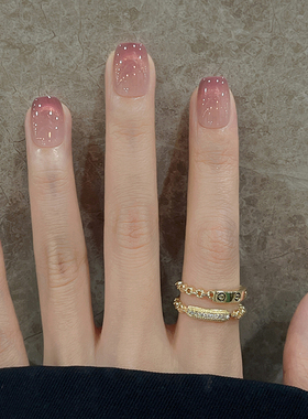 纯手工穿戴甲定制2026年新款高级感短款精致显白猫眼贴片美甲冰透