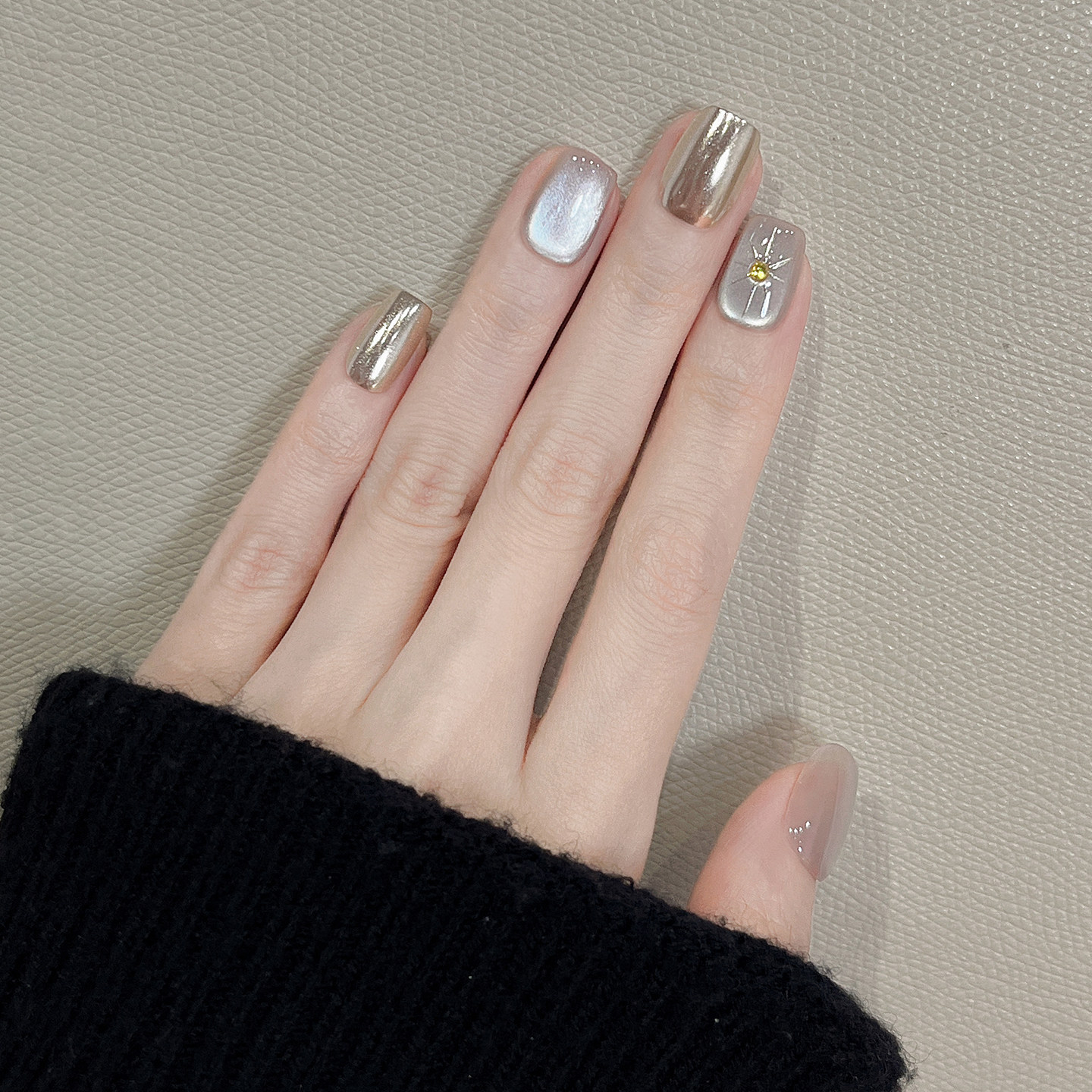 纯手工穿戴甲短款轻奢魔镜粉猫眼2026新款高级感美甲贴片闪亮星尘,彩妆/香水/美妆工具,穿戴甲/甲片,淘宝优惠券,粉丝福利购,淘宝优惠卷