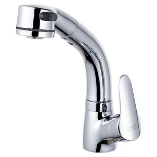 全铜体抽拉式面盆水龙头冷热台盆脸盆龙头黑色金色可升降洗头伸缩