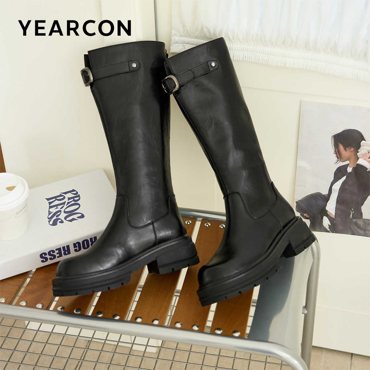 意尔康女靴2025新款骑士靴女