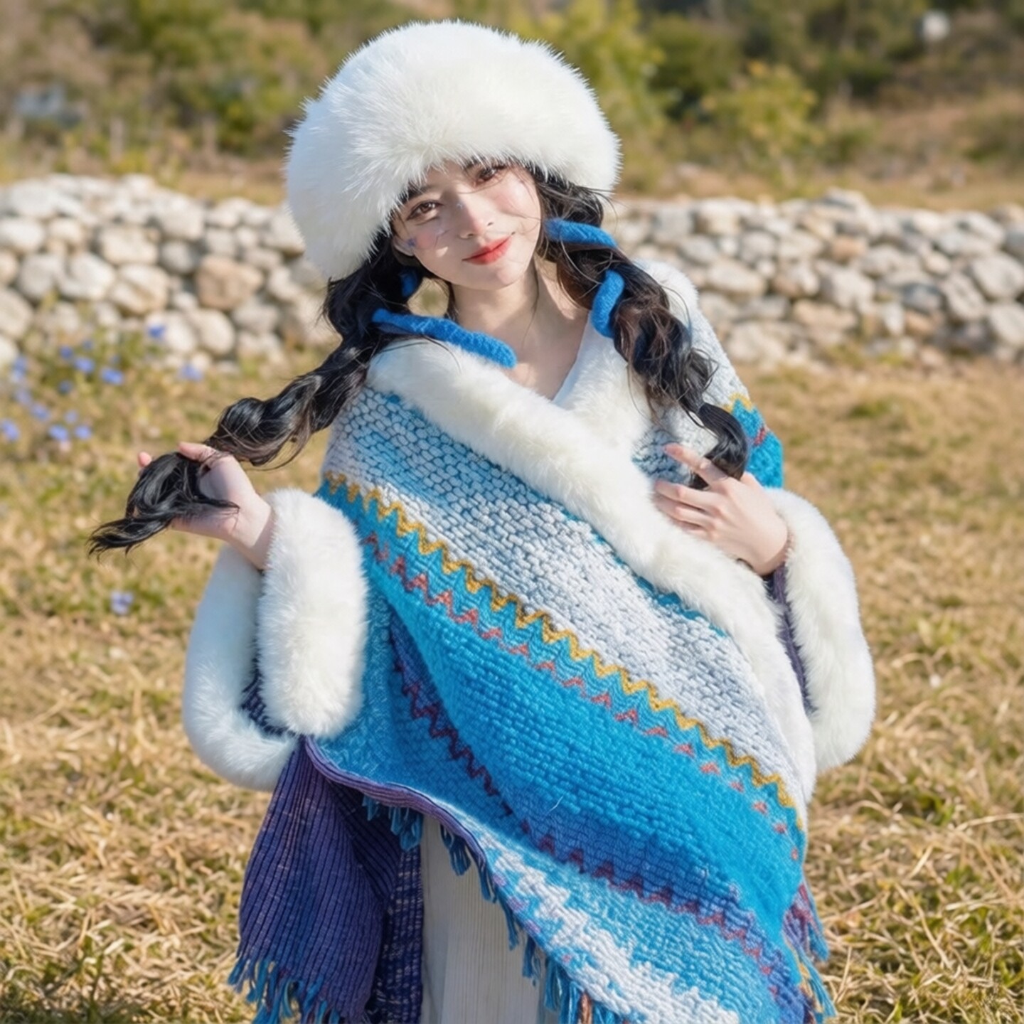 冬季仿皮草貂毛贵妇风保暖帽子