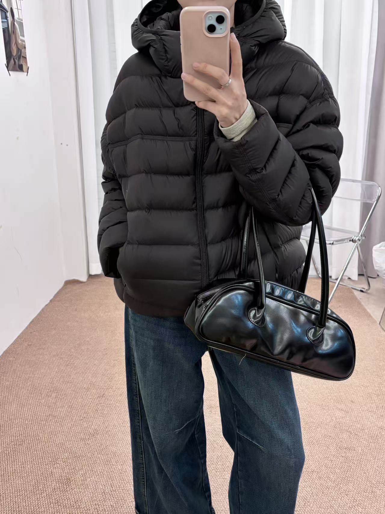 高品质特级95白鸭绒排骨款连帽拉链款羽绒服-9885