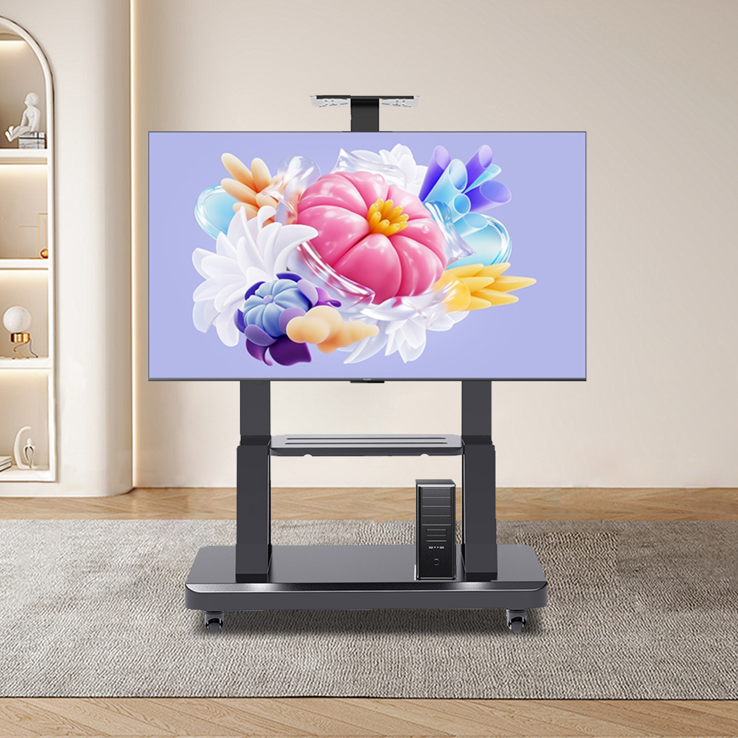 华为可用易之固电视移动推车 60 - 100 英寸落地式可调节高度支架