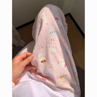 居家长裤 甜美少女粉色kt猫云朵棉睡裤 宽松遛弯裤 女夏季 2025新款