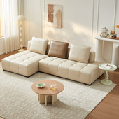 劳伦斯转角L型头层黄牛皮艺沙发 22987 全友家居门店同款 奶油风