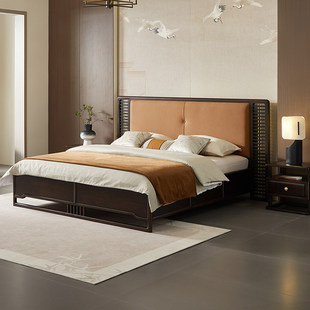 全友家居门店同款 京鸿系列 东方风 801201H 实木软包双人床1.8米