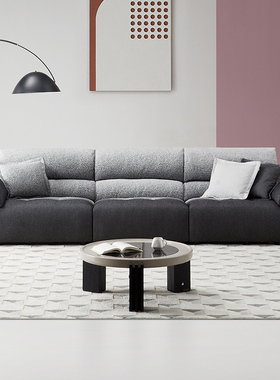 全友家居家具门店同款 时尚风 210068 一字型直排棉麻布艺沙发