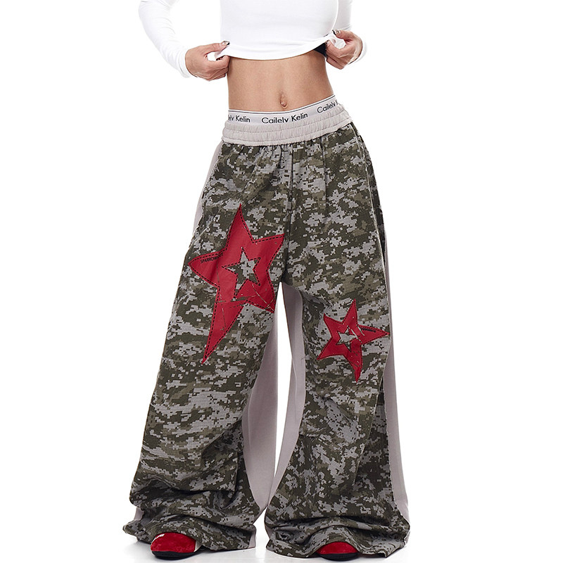 美式街头涂鸦印花弯刀休闲卫裤女