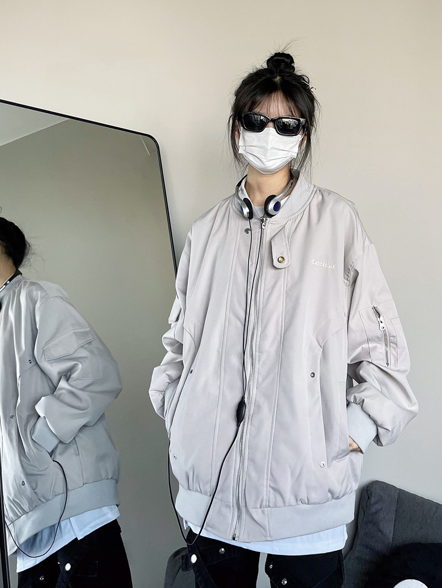 美式街头飞行员夹克男女春秋季薄款潮牌宽松情侣hiphop棒球服外套_虎窝淘