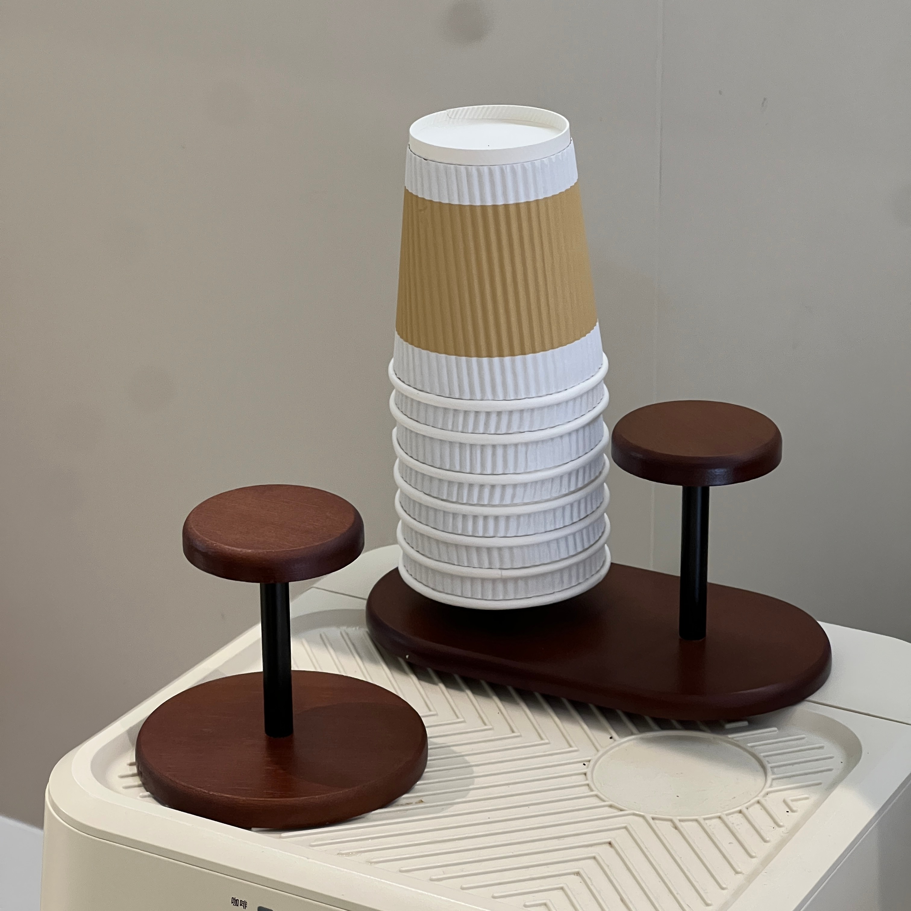 创意胡桃木纸杯置物架家用茶几办公室一次性纸杯取杯器纸杯收纳架