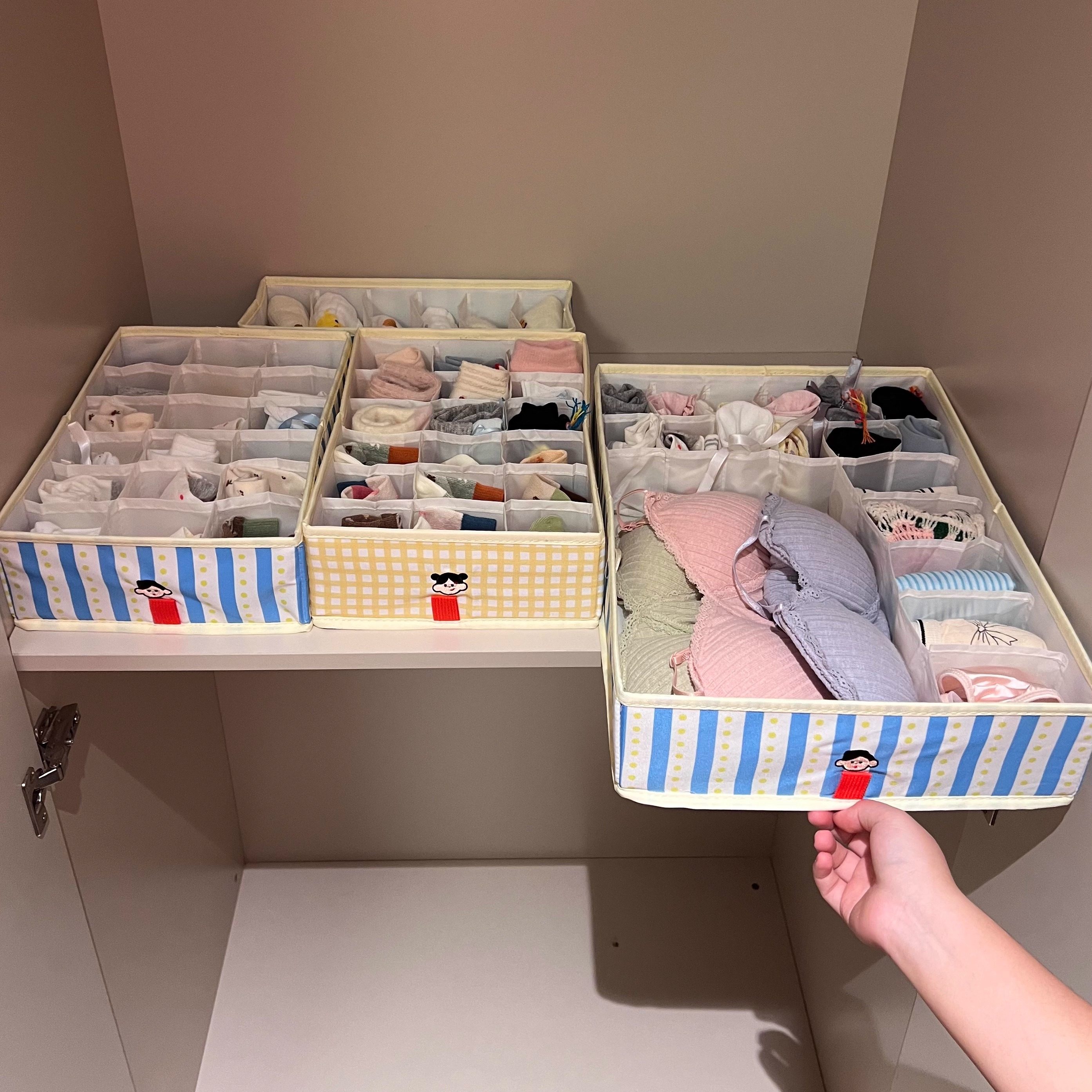 袜子内衣内裤收纳盒三合一布艺可折叠家用衣柜分格神器衣物整理盒,收纳整理,内衣收纳盒,淘宝优惠券,粉丝福利购,淘宝优惠卷