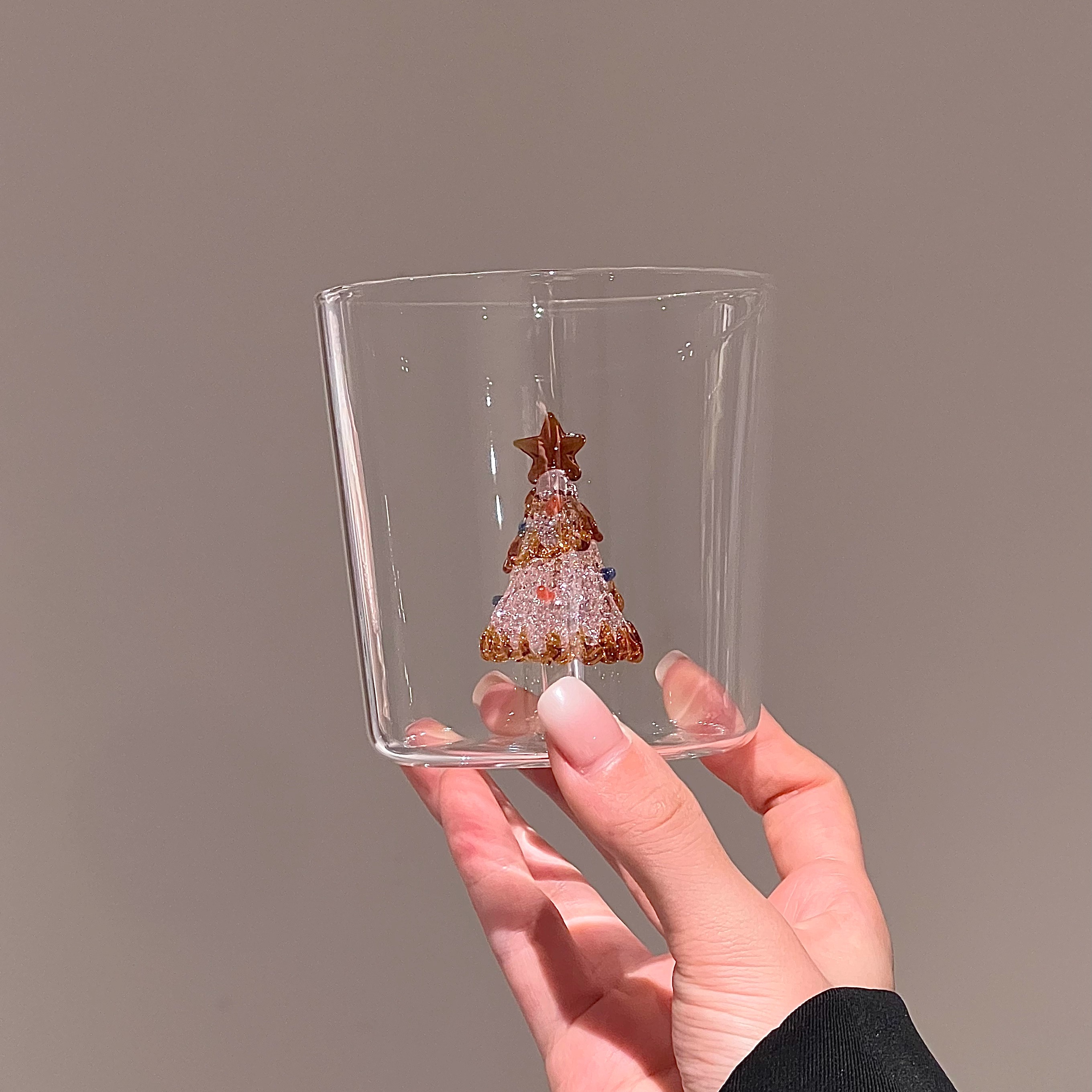 立体圣诞树杯子饮料杯小众设计耐高温高硼硅玻璃咖啡杯情侣水杯