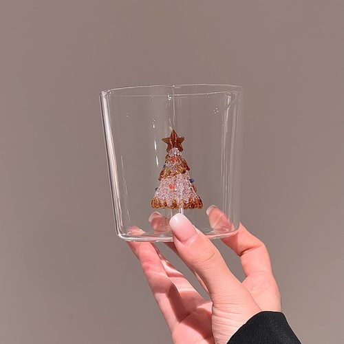 立体圣诞树杯子饮料杯小众设计耐高温高硼硅玻璃咖啡杯情侣水杯
